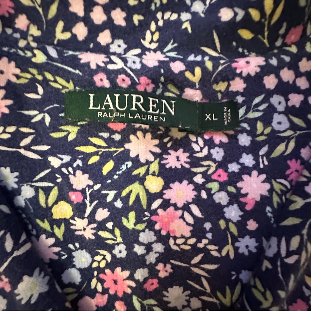 Lauren Ralph Lauren Floral 2 piece short sleeve Pajama Set with LRL monogram XL - Picture 4 of 9
